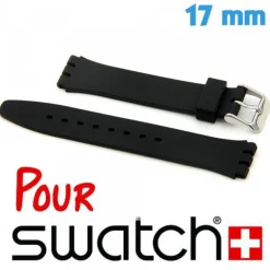 Bracelet Montre Swatch Noir Silicone 17 mm