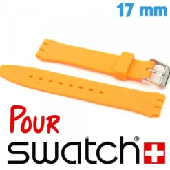 Bracelet montre Swatch pas cher 17 mm silicone orange