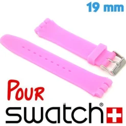 Bracelet montre Swatch silicone 19mm Rose Fermoir Acier