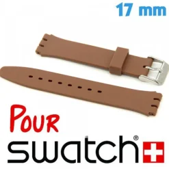 Bracelet montre Swatch silicone 17 mm brun