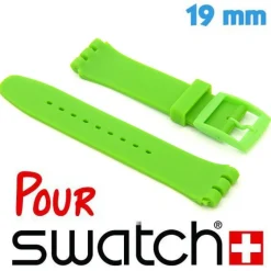 Bracelet montre Swatch Vert cahoutchouc 19mm lisse