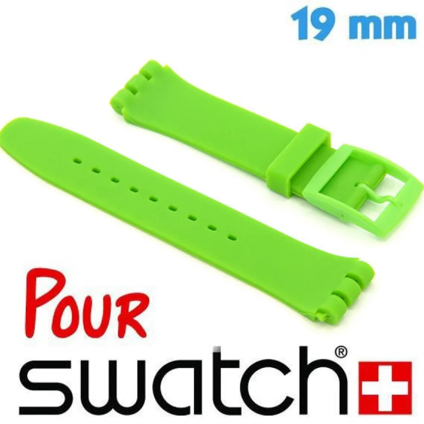 Bracelet montre Swatch Vert cahoutchouc 19mm lisse