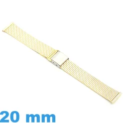 Bracelet Métal Montre 20 mm Argenté et Doré Fermoir Coulissant