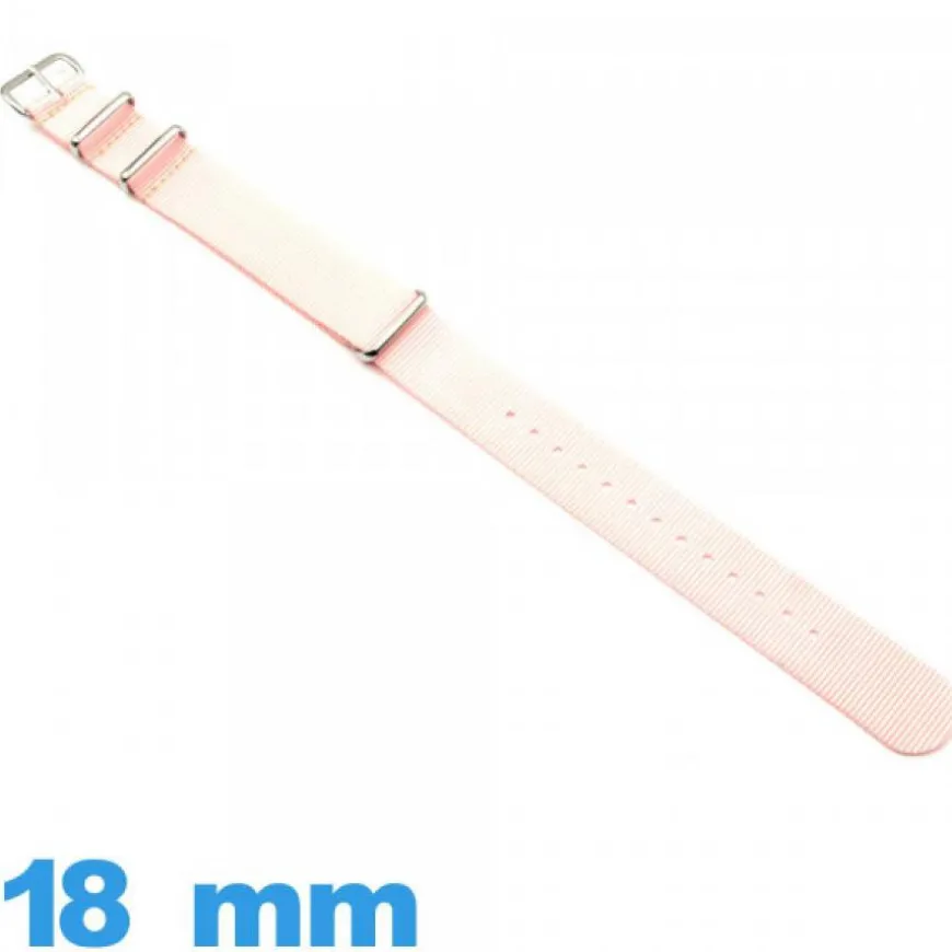 Bracelet Nato Nylon Rose 18mm de montre
