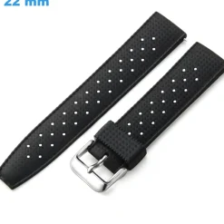 Bracelet Noir 22 mm Caoutchouc montre fermoir Ardillon