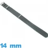 Bracelet Nylon Gris de montre 14mm N.A.T.O