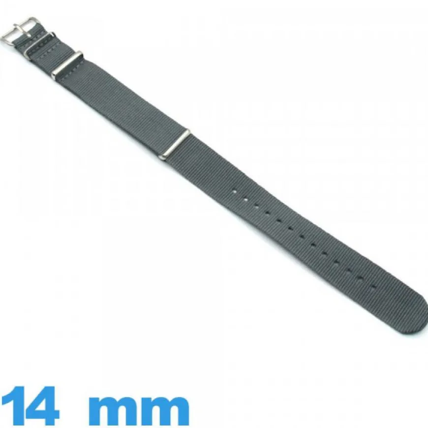 Bracelet Nylon Gris de montre 14mm N.A.T.O