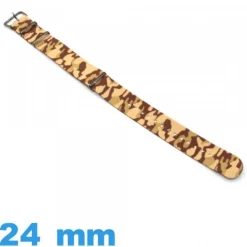 Bracelet Nylon Marron Military pour montre 24mm N.A.T.O