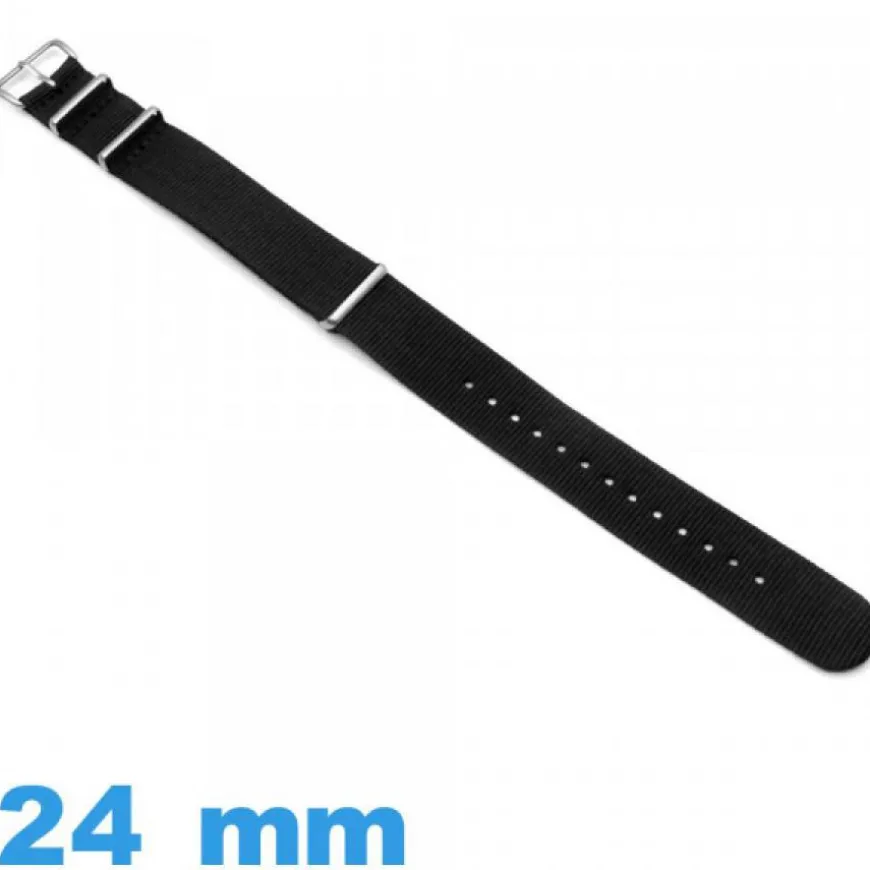 Bracelet Nylon Noir pour montre 24 mm Nato