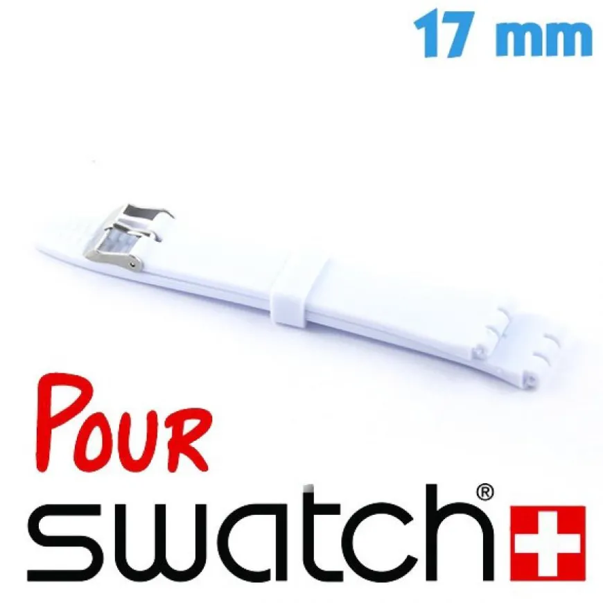 Bracelet pas cher pour montre Swatch 17 mm silicone blanc