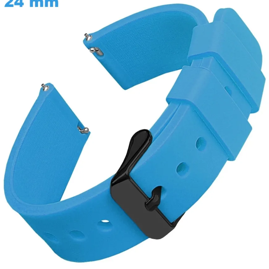 Bracelet pour montre Bleu 24 mm Caoutchouc fermoir Ardillon