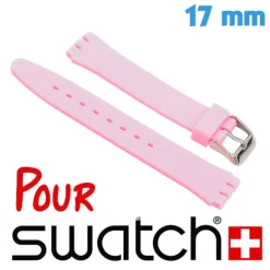 Bracelet pour Montre compatible Swatch Silicone Rose 17 mm