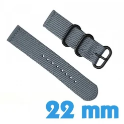 Bracelet pour Montre en nylon gris 22 mm Attache Rapide