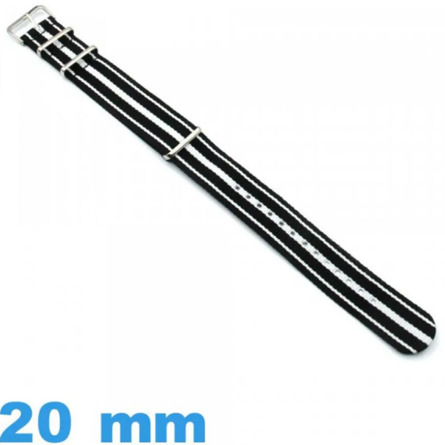 Bracelet pour Montre en Nylon 20 mm style NATO