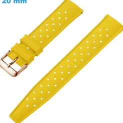 Bracelet pour montre Jaune 20 mm Silicone boucle Ardillon