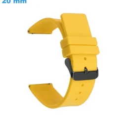 Bracelet pour montre Jaune 20 mm Silicone fermoir Ardillon