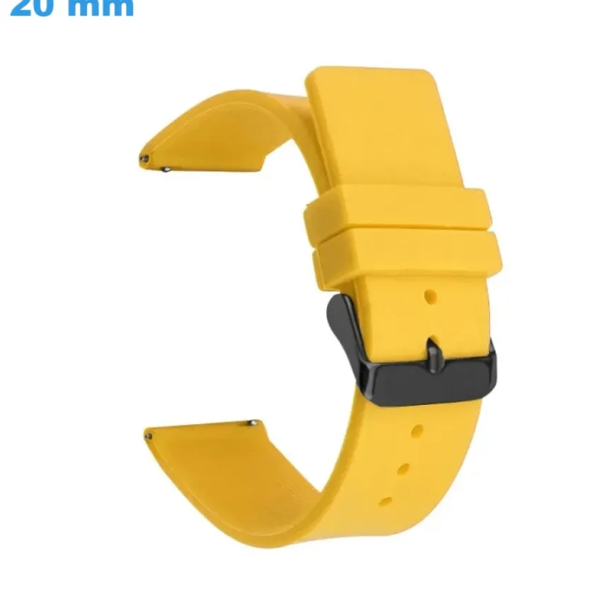 Bracelet pour montre Jaune 20 mm Silicone fermoir Ardillon