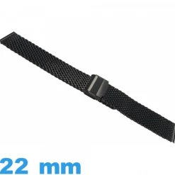 Bracelet pour montre Maille Milanaise 22 mm noir