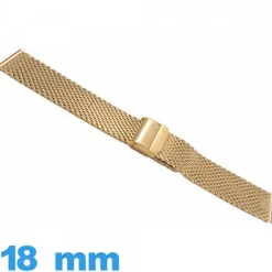 Bracelet pour montre Maille tressé 18 mm doré acier inox
