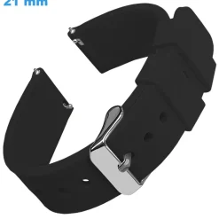 Bracelet pour montre 21 mm Caoutchouc Noir fermoir Ardillon