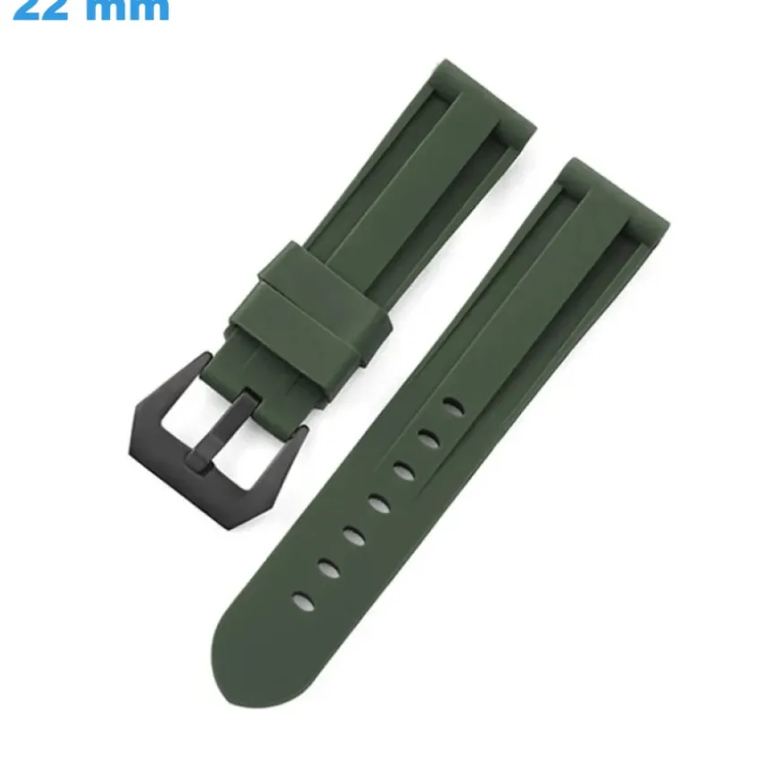 Bracelet pour montre 22 mm Caoutchouc Vert boucle Ardillon