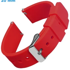 Bracelet pour montre 20 mm Caoutchouc Rouge fermoir Ardillon