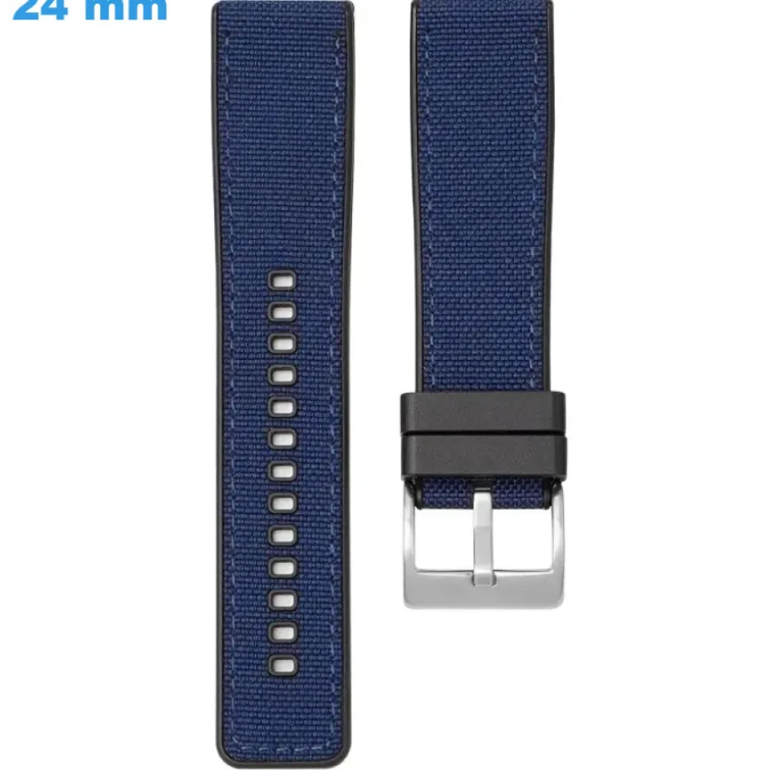 Bracelet pour montre 24 mm Caoutchouc Bleu Ardillon