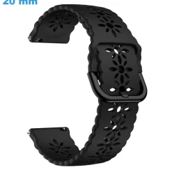 Bracelet pour montre 20 mm Caoutchouc Noir fermoir Ardillon