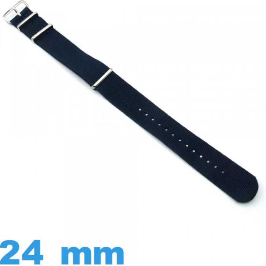 Bracelet pour montre N.A.T.O 24 mm Bleu Textile