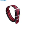 Bracelet pour montre Noir et Rouge 20 mm Nylon fermoir Ardillon