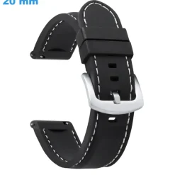 Bracelet pour montre Noir 20 mm Caoutchouc boucle Ardillon