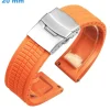 Bracelet pour montre Orange 20 mm Caoutchouc boucle Déployant