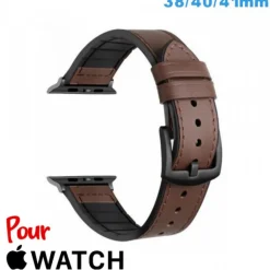 Bracelet pour montre pour Apple Watch Marron foncé Cuir