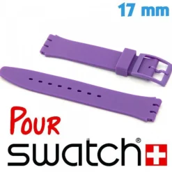 Bracelet pour montre pour Swatch 17mm Violet Silicone lisse