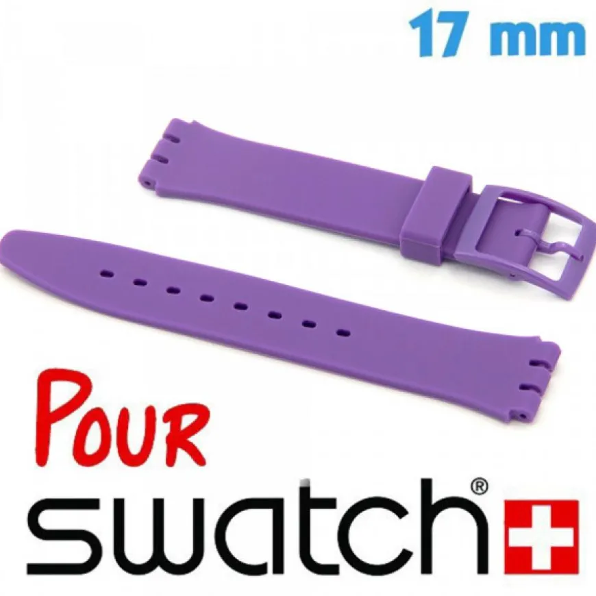 Bracelet pour montre pour Swatch 17mm Violet Silicone lisse