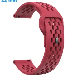 Bracelet pour montre Rouge 22 mm Caoutchouc Bouton pression