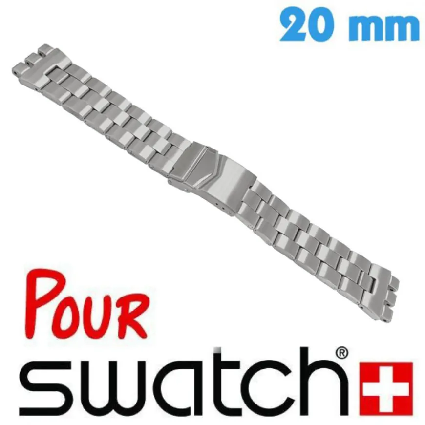 Bracelet pour Montre Swatch Acier Argenté 20 mm