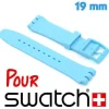 Bracelet pour montre Swatch Bleu ciel caoutchouc lisse 1,9 cm