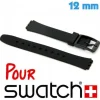 Bracelet pour Montre Swatch en Silicone lisse noir 12 mm