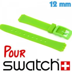 Bracelet pour Montre Swatch en Silicone Vert 12 mm