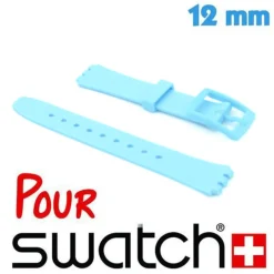 Bracelet pour Montre SWATCH 12 mm Bleu ciel Fermoir Ardillon