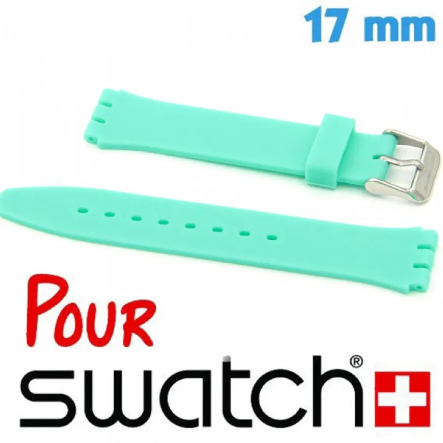Bracelet pour Montre Swatch 17 mm Silicone Vert d'eau
