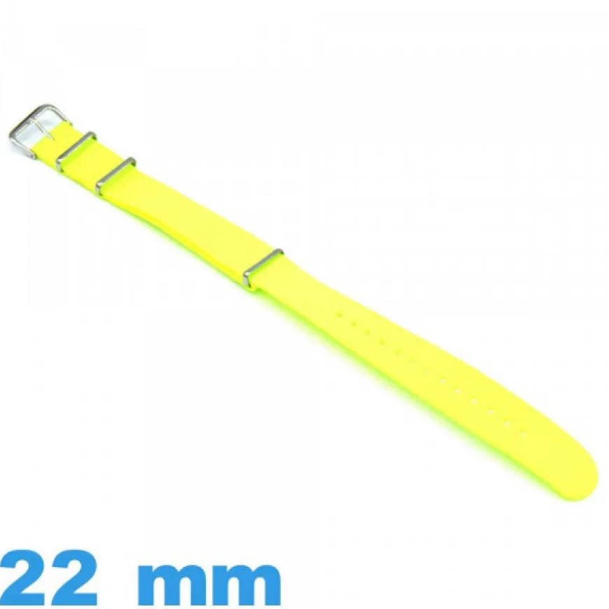 Bracelet pour montre Textile N.A.T.O Yellow fluo 22 mm