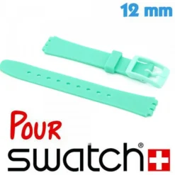 Bracelet pour Swatch 12 mm Silicone Vert d'eau