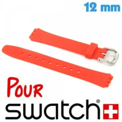 Bracelet pour Swatch Silicone Rouge Lisse 12 mm - Fermoir Acier