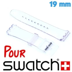 Bracelet pour Swatch Transparent Silicone 19 mm pas cher