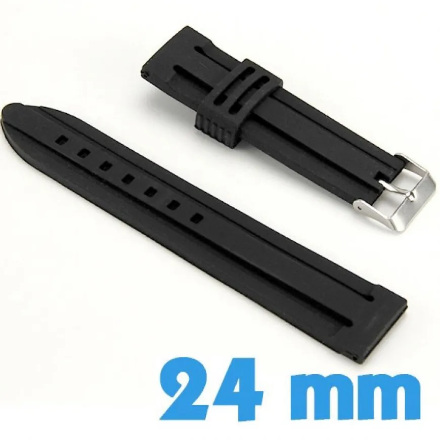 Bracelet qualité montre Silicone Noir montre 24mm