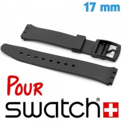 Bracelet qualité pour Swatch 17 mm noir