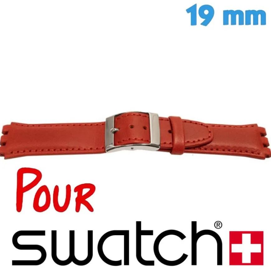 Bracelet Rouge 19 mm Cuir pour montre Swatch