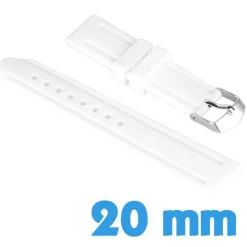 Bracelet Silicone Blanc montre 20 mm